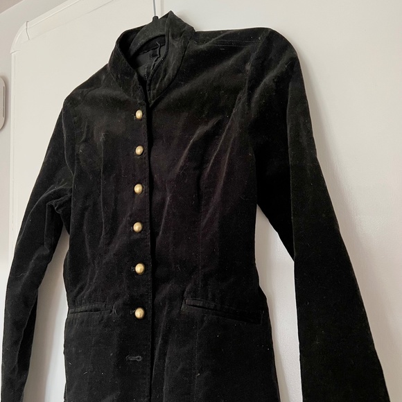 Vintage Black Velvet Victorian Steampunk Ringmaster Jacket Military Blazer - Picture 2 of 4